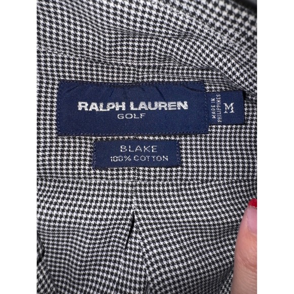 Ralph Lauren Golf Blake Button Down Shirt Mens Medium Black White Checkered - Picture 6 of 6
